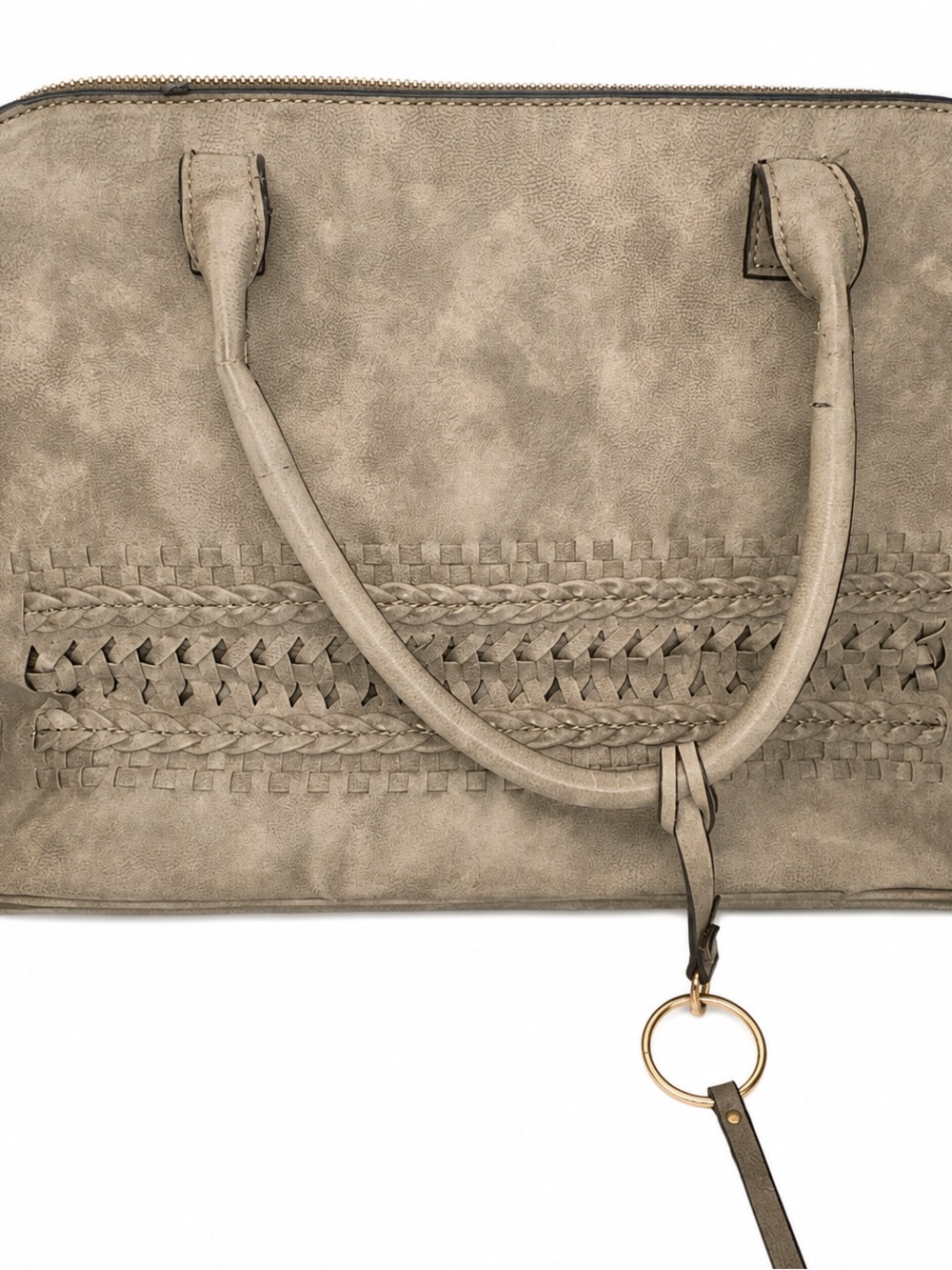 Source Unknown Taupe Braided Accent Tote